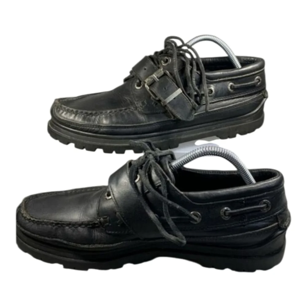 Polo Ralph Lauren vintage black buckle deck boat shoes loafers men's size 10.5 D